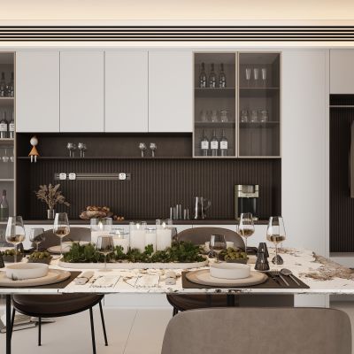 现代餐厅 餐边柜 餐桌椅 酒柜  餐桌