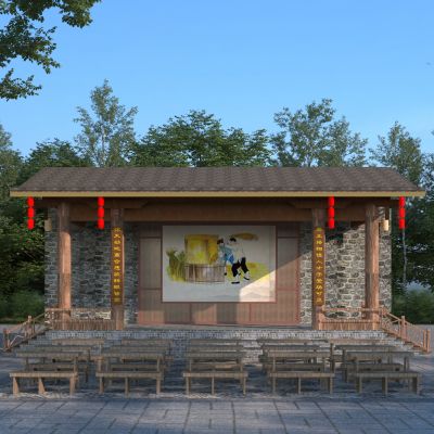 新中式乡村舞台3D模型