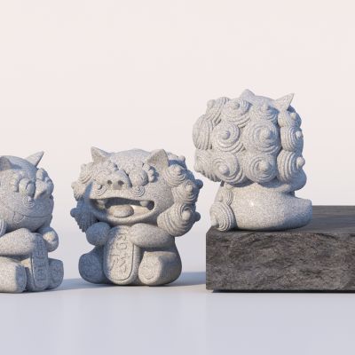 中式国潮可爱小石狮子茶宠雕塑小品