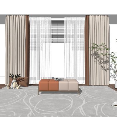 现代窗帘百叶窗帘布艺窗帘纱帘折叠连竹帘