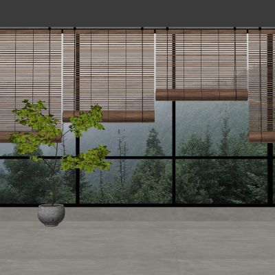 新中式百叶帘竹帘窗帘席帘卷帘木百叶窗