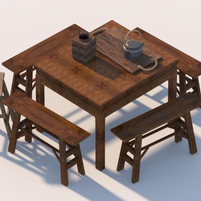 中式餐桌椅组合_八仙桌