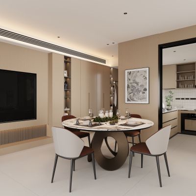 现代餐厅 餐边柜 餐桌椅 酒柜  餐桌