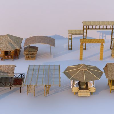 新中式茅草屋 木屋