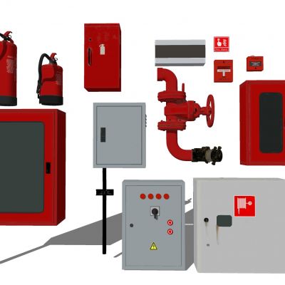 现在消防设施现代灭火器消防栓强弱电箱水阀门消防设备器材