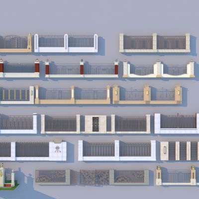 欧式新亚洲石材铁艺景观围墙组合