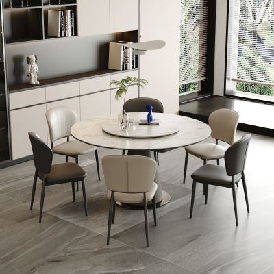 现代简约拉伸圆餐桌椅组合