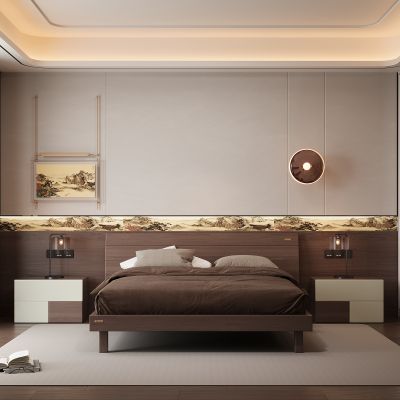 现代家居卧室 双人床 主卧 饰品摆件