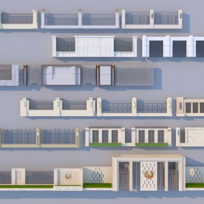 欧式新亚洲石材铁艺景观围墙组合