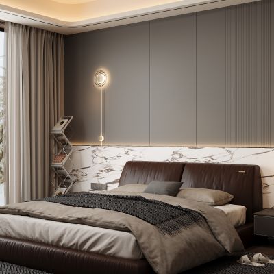 现代家居卧室 双人床 主卧 饰品摆件