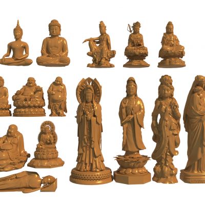 中式佛像组合