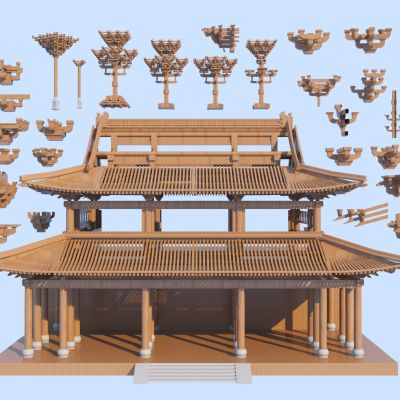 中式古建构件_斗拱_榫卯结构_斗拱组合