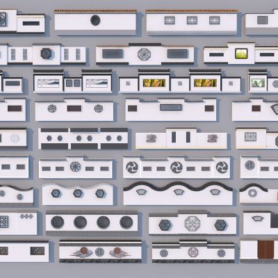 中式景墙围墙组合