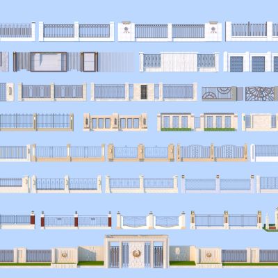 欧式新亚洲石材铁艺景观围墙挡墙