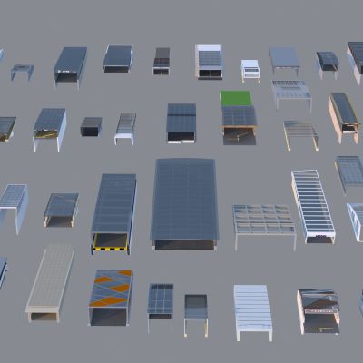 现代地下车库 停车场出入口建筑组合