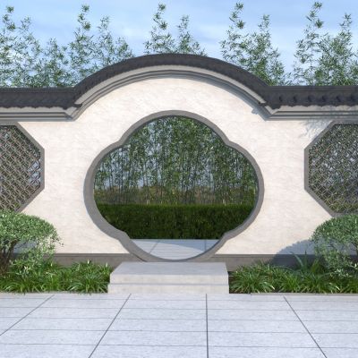 中式门洞墙 庭院景墙