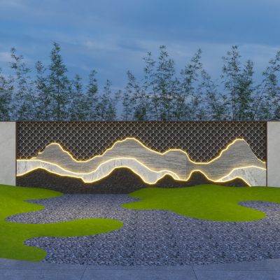 新中式庭院景墙 山水景墙