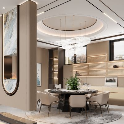 现代餐厅 餐边柜 餐桌椅 酒柜  餐桌