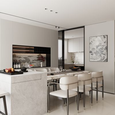 现代餐厅 餐边柜 餐桌椅 酒柜  餐桌