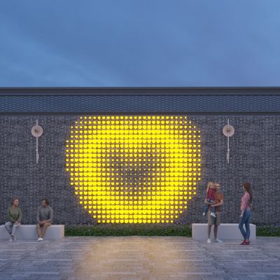 新中式网红打卡爱心装饰灯景墙围墙