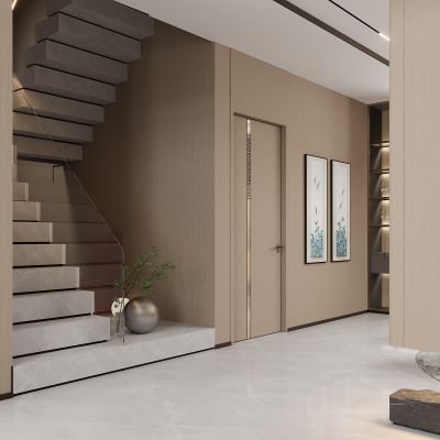 现代扶手楼梯 大理石 金属