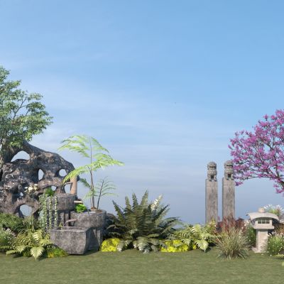 新中式植物造景_植物堆