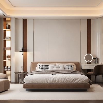 现代家居卧室 双人床 主卧 饰品摆件