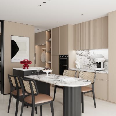 现代餐厅 餐边柜 餐桌椅 酒柜  餐桌