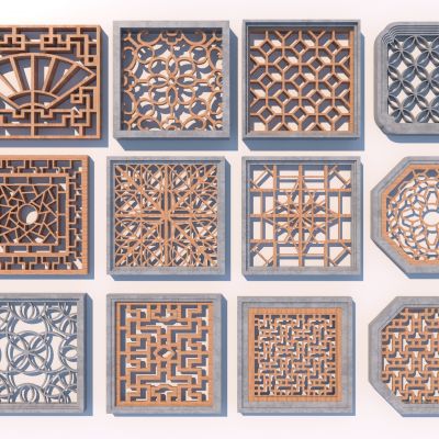 中式镂花窗_窗花