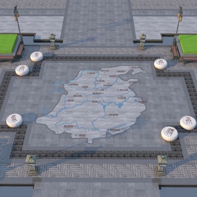 中式文化广场铺地_地图铺装节点