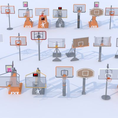 现代篮球架_篮筐_篮网组合