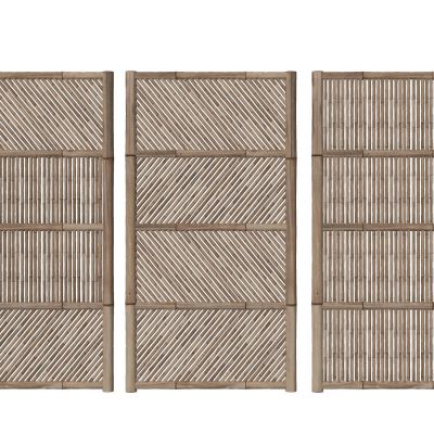 日式竹篱笆围栏护栏隔断竹排木栅栏3D模型