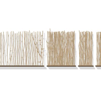 新中式篱笆围栏护栏栅栏木围栏木栅栏竹篱笆树枝护栏SU模型