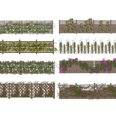 新中式篱笆围栏护栏栅栏实木围栏木栅栏竹篱笆田园围栏攀爬植物
