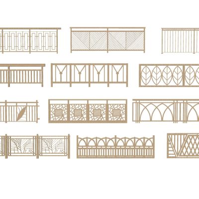 中式木围栏木栅栏篱笆护栏扶手护栏河岸护栏