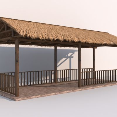 中式茅草亭 廊架