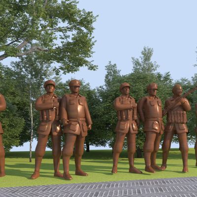 现代红军雕塑小品