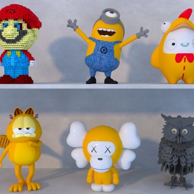 现代卡通雕塑装置摆件组合