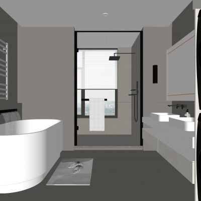 现代卫生间 浴室柜 洗脸盆 镜柜 玻璃隔断 浴缸 洗衣机