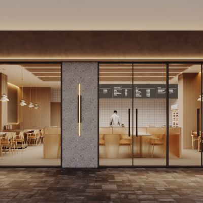 现代餐厅门头 店铺门头