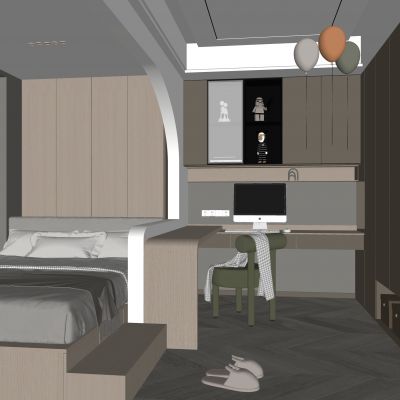 榻榻米卧室 现代卧室 饰品 休闲椅 造形吊顶 衣柜