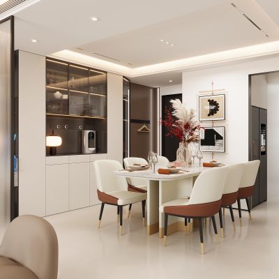现代餐厅 餐边柜 餐桌椅 酒柜  餐桌