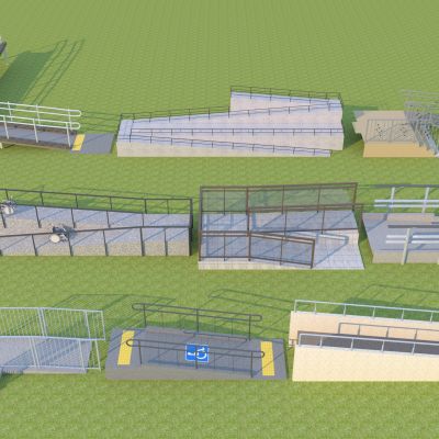 现代无障碍坡道组合