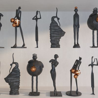 现代人物雕塑_摆件组合
