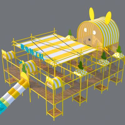 现代丛林穿越丛林魔网儿童蹦床滑梯组合