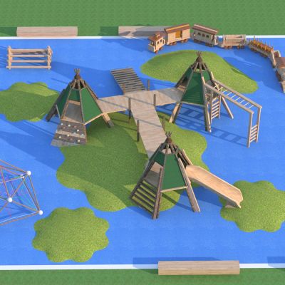 现代儿童活动场地游乐区 游乐设备3D模型