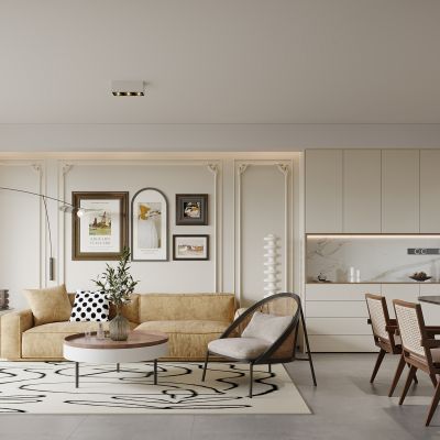 现代奶油风客餐厅