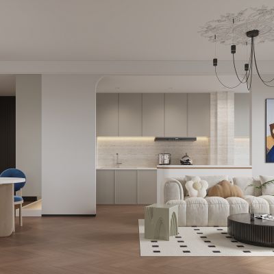 现代奶油风客餐厅