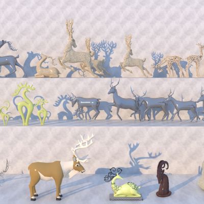 现代风格鹿雕塑小品组合