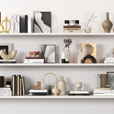 书架 置物架 墙面挂架 书籍杂志 花瓶 雕塑 陶瓷器皿